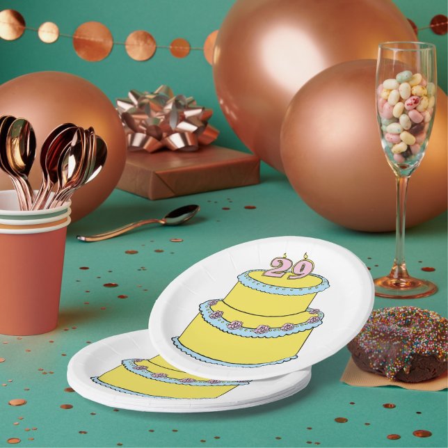 29th Birthday Cake Paper Plates (Creator Uploaded)
