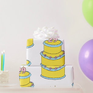 29th Birthday Cake Yellow Wrapping Paper