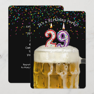 29th Birthday Candle Party Invitation