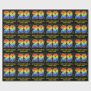 29th Birthday: Colourful Music Symbols, Rainbow 29 Wrapping Paper