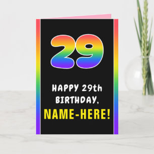 29th Birthday: Colourful Rainbow # 29, Custom Name Card