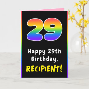 29th Birthday: Colourful Rainbow # 29, Custom Name Card