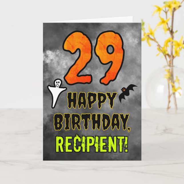 29th Birthday: Eerie Halloween Theme + Custom Name Card (Yellow Flower)