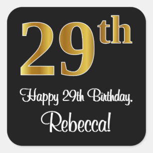 29th Birthday – Elegant Luxurious Faux Gold Look # Square Sticker