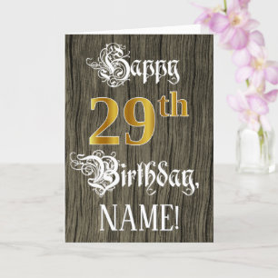 29th Birthday: Faux Gold Look + Faux Wood Pattern Card