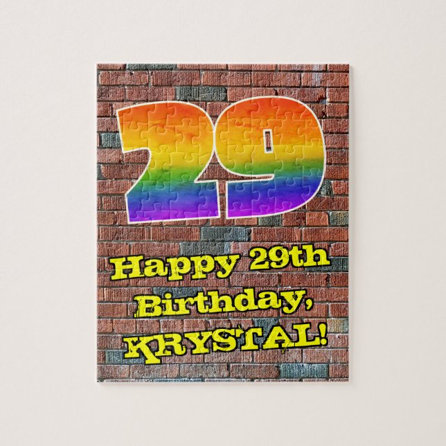 29th Birthday: Fun Graffiti-Inspired Rainbow 29 Jigsaw Puzzle (Vertical)