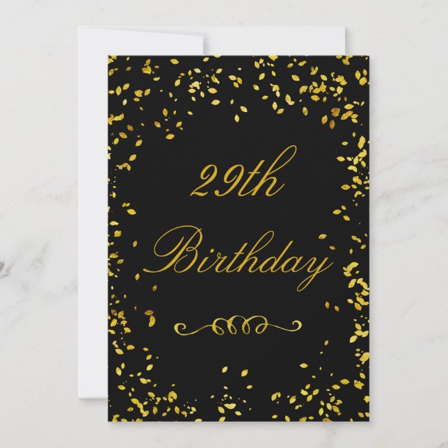 29th Birthday Glamourous Gold Confetti Invitation (Front)