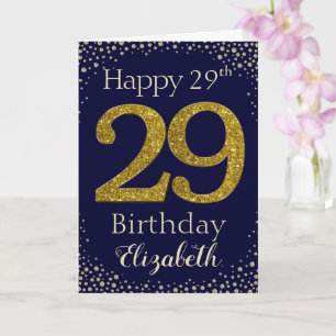 29th Birthday Golden Glitter Card