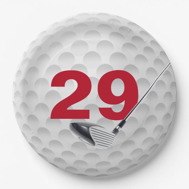 29th Birthday Golf Ball Design Paper Plate (Front)