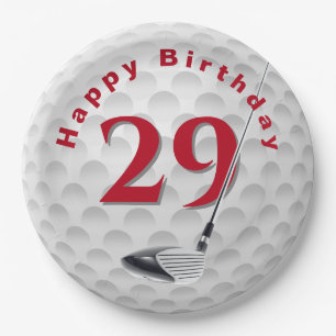29th Birthday Golf Ball Design Paper Plate