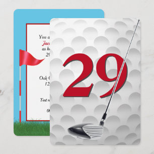 29th Birthday Golf Theme Party Invitation