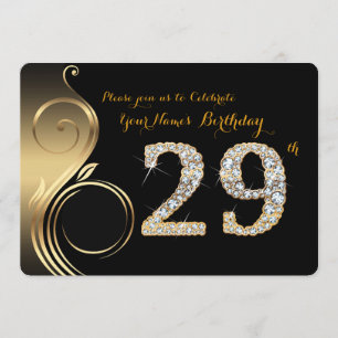 29th,Birthday Invitation,Number Diamond,Photo Invitation