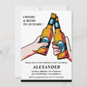 29th birthday invitations Cheers and Beers Men