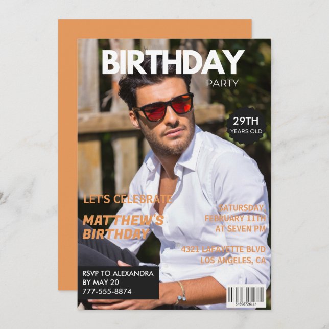 29th birthday invitations for him Magazine Cover (Front/Back)