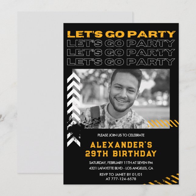 29th birthday invitations Men Photo Spray paint (Front/Back)