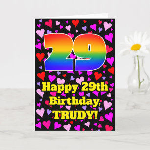 29th Birthday: Loving Hearts Pattern, Rainbow # 29 Card