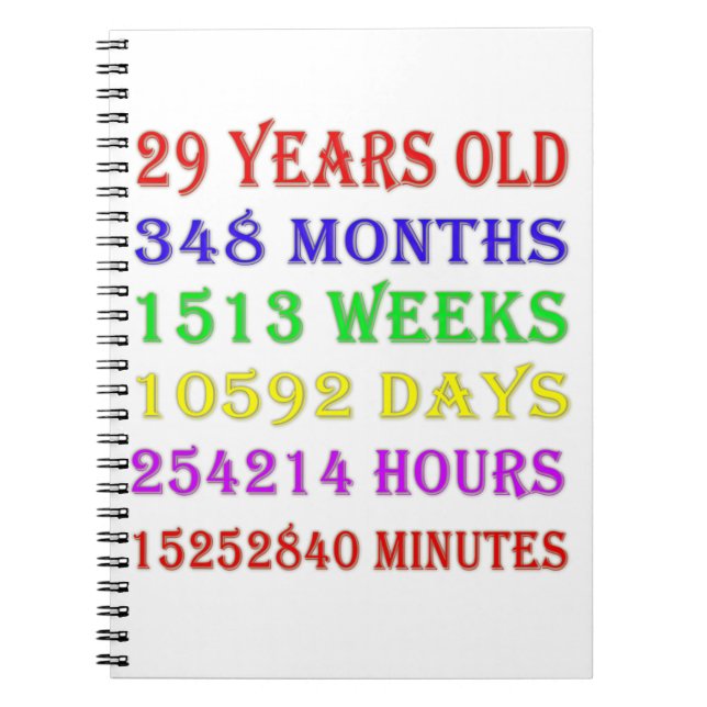 29th Birthday Milestones Notebook (Front)