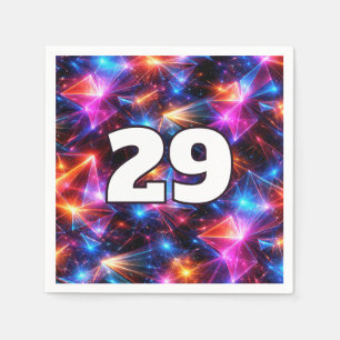 29th Birthday Neon Polygon Abstract Napkin