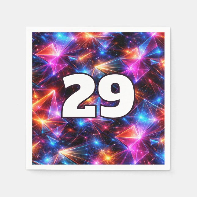 29th Birthday Neon Polygon Abstract  Napkin (Front)