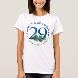 29th Birthday Or Anniversary Peacock Feathers T-Shirt