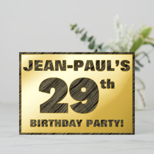 29th Birthday Party — Bold, Faux Wood Grain Text