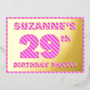 29th Birthday Party — Bold, Fun, Pink Stripes # 29