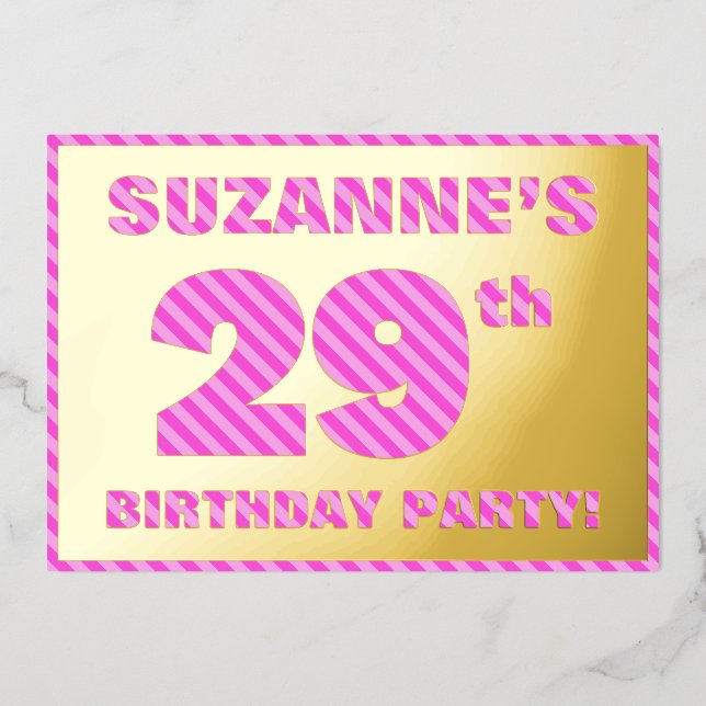 29th Birthday Party — Bold, Fun, Pink Stripes # 29 (Front)