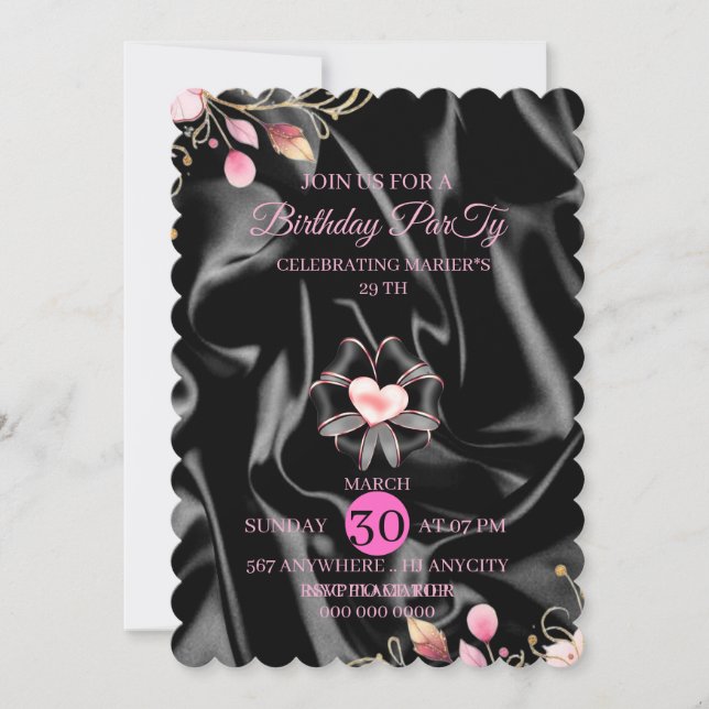29th Pink Birthday Dinner Digital Invitation, 29 b Save The Date (Front)