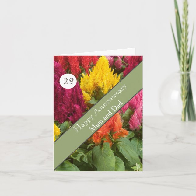 29th Wedding Anniversary Celosia  Card (Front)