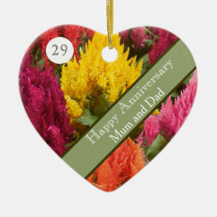 29th Wedding Anniversary Celosia Ceramic Tree Decoration