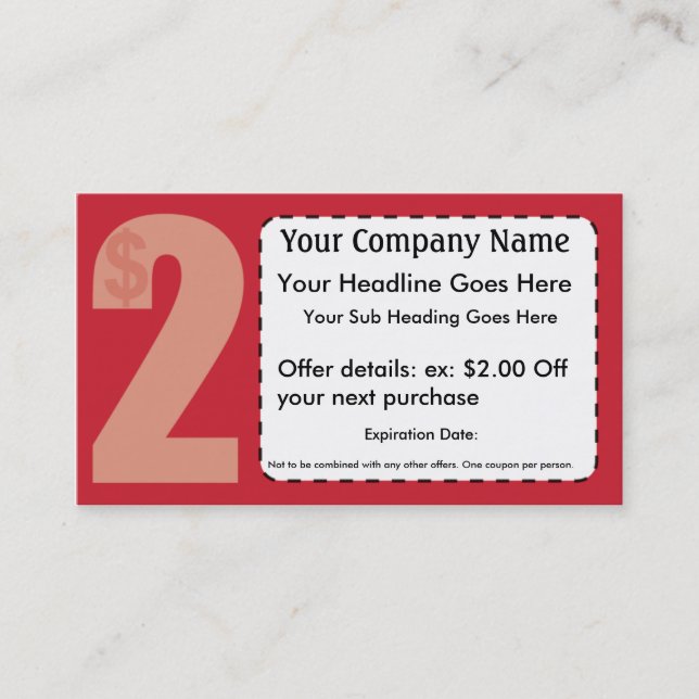 $2.00 Off Coupon Card (Front)