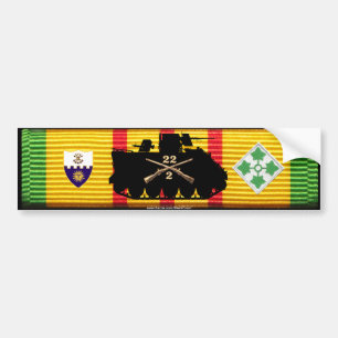 2/22nd Inf, 4th Inf Div Track & Insignia VSM Bumper Sticker