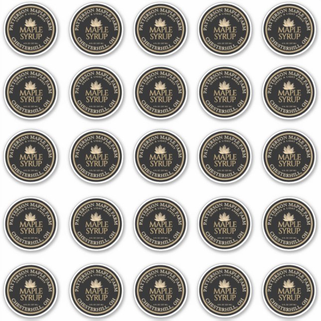 2.25" Maple Syrup Gold Leaf on Black Waterproof (Front)