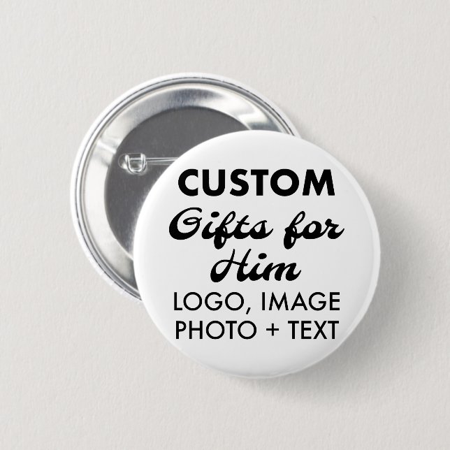 2.25" Round Button Pin Badge Custom Gifts for Him (Front & Back)