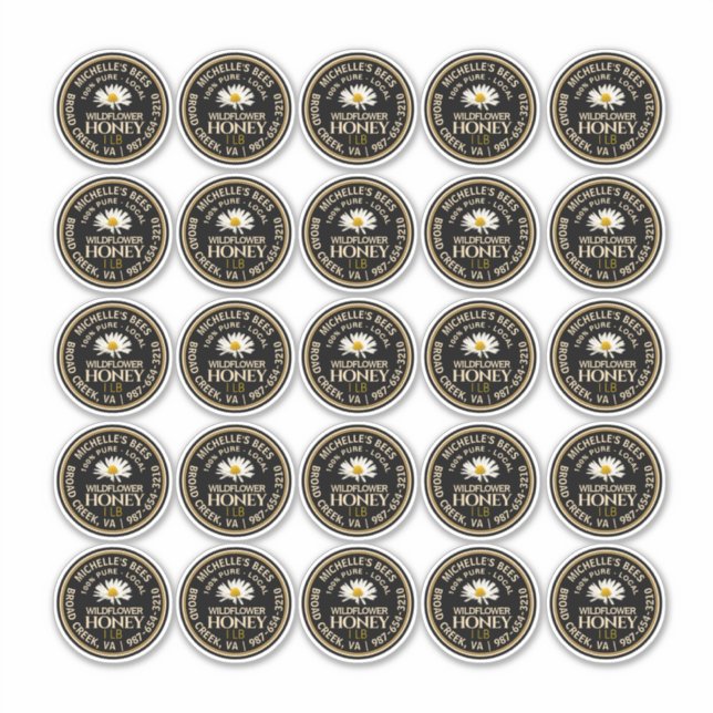 2.25" Waterproof Vinyl Honey Label with Daisy (Front)