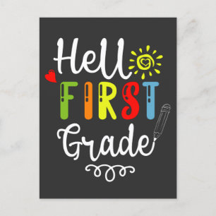 2/2- Hello First Grade Shirt, First Grade Students Postcard