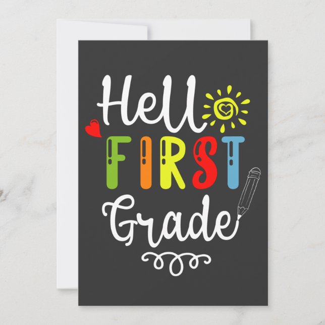 2/2- Hello First Grade Shirt, First Grade Students Thank You Card (Front)