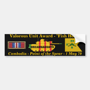2/34th Armour Valorous Unit - Cambodia "Fish Hook" Bumper Sticker