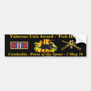 2/47th Valorous Unit - Cambodia "Fish Hook" Bumper Sticker