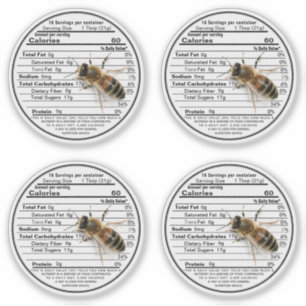 2.5" Clear Mason Jar Honey Nutrition Label Bee