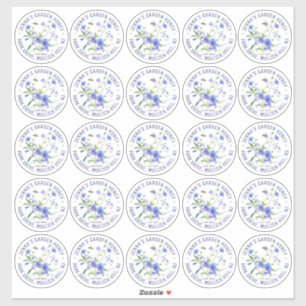 2.5" Waterproof Honey Label Bee and Wildflowers