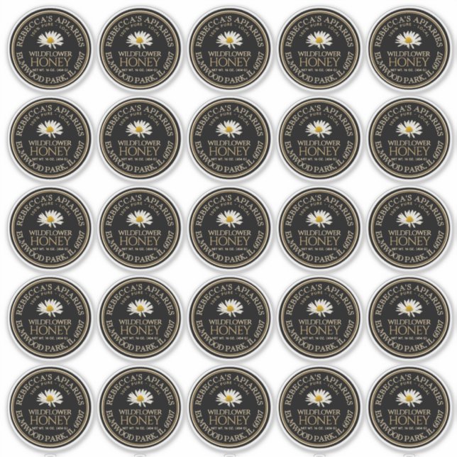 2.5" Wildflower Honey Black Daisy Custom Label (Front)
