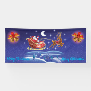 2.5' x 6' Christmas vinyl Banner Santa sleigh ride