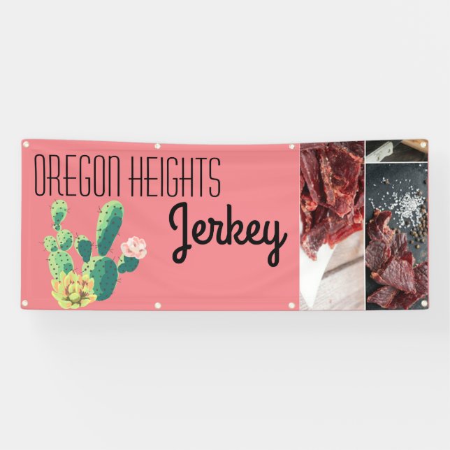 2.5'x6' Business Announcement Bohemian Cactus Succ Banner (Horizontal)