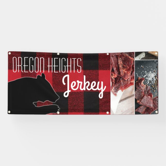 2.5'x6' Business Announcement Red Buffalo Bear Bla Banner (Horizontal)