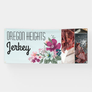 2.5'x6' Business Announcement Tropical Flowers on Banner