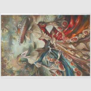 2 Alligators Renaissance Era Decoupage Tissue Paper