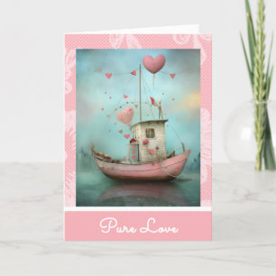 *~* 2 AP51  Love Boat Hearts Romantic Valentine Holiday Card