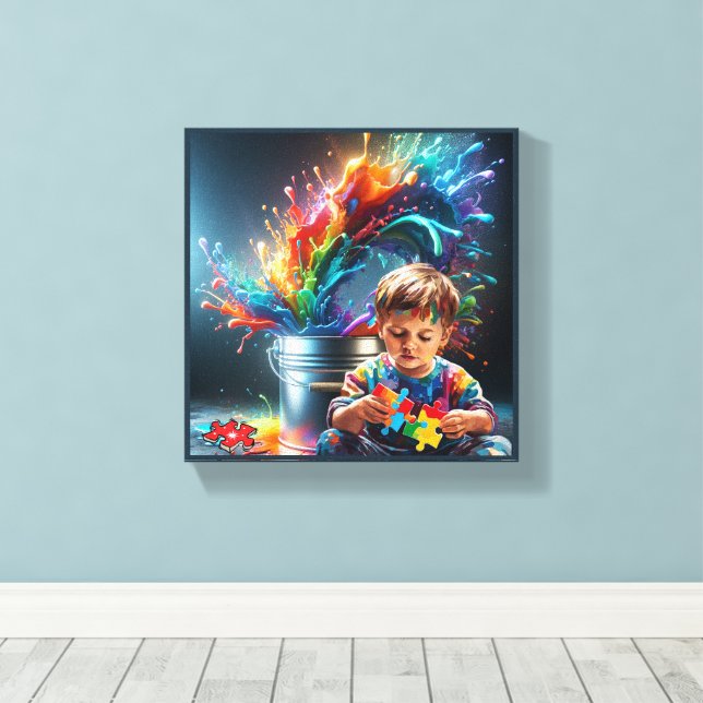 #2 Autism Awareness  Canvas Print (Insitu(Wood Floor))