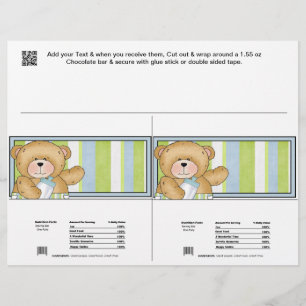 2 Baby Bear Shower Candy Bar Wrappers Party Favour